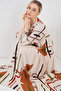 فستان حجاب طويل منقوش نسائي 2585 - A.KREM - 4