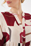 Women's Patterned Long Hijab Dress 2585 - M. Cream - 5