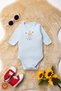 Unisex 100% Organic Cotton Elephant Printed 0-12 Months 3-Piece Long Sleeve Baby Bodysuit Set - 4