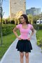 Women's Square Neck Short Sleeve T-Shirt - 4