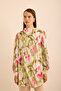 Batik Patterned Stand Collar Blouse - 5