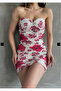 Floral Patterned Draped Mini Dilber Dress - 2