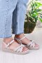 05-2077 Soft Comfortable Buckle Detailed Gathered Band Women's Sandals - 3
