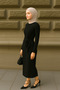Women's Side Tie Detail Long Sleeve Hijab Dress - 2