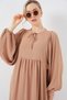Women's Balloon Sleeve Long Hijab Dress 2464 - Biscuit - 4