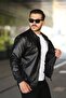 College Collar Waist Elastic Faux Leather Coat Pldp 3000_50448-1 - 2