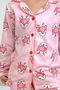 Cute Gazelle Patterned Shirt Collar Girl's Pink Pajama Set - 2