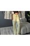 Premium Wrinkle Flower Flower Fabric Ultra High Waist Yellow Pants - 2