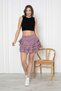 Women's Lilac Layered Flounce Mini Skirt – High Waist, Stretchy Waist Detail