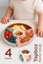 Vacuum Silicone Puzzle Food Plate - Vacuum Based 4 Compartment Baby Puzzle Food Plate 4 Colors