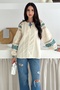Women's Beige Ethnic Patterned Bohemian Embroidery Embroidered Tassel Cotton Blouse - 4