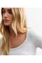Women's Gray Melange Long Sleeve, Deep Pool Neck Blouse, Ribbed Camisole Fabric - 2