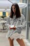 Painted Gray Printed Long Sleeve T-Shirt Mg2451