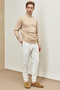 Men's Beige Standard Fit Normal Cut Half Turtleneck Woolen Knitwear Sweater - 2