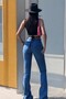 Onna Spanish Leg Colorfast Medium Blue Stretchy High Waist Denim Pants - 3