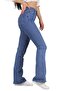 Audrey Medium Blue Non-Fading Lycra High Waist Denim Spanish Leg Jeans - 2