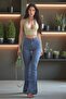 Rosalia Women's Medium Blue Lycra High Waist Spanish Leg Jeans - 2