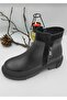 Women's Genuine Leather Boots with Side Zipper and Nubuck Accessories - 3