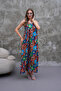 Full Length Suspender Pleated Viscose Dress - 3