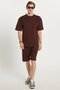Men's Standard Fit Regular Cut Cotton Crew Neck Waist Lace-Up Brown Shorts Suit