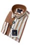 Men's Slim Fit Cut Linen Striped Long Sleeve Shirt