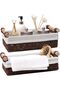 2-Pack Woven Storage Baskets Rectangular Fabric with Washable Liner Paper Rope Woven Design