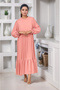 Teenager/Children Girls Long Cotton Lined Chiffon Pleated Hijab Dress - 4
