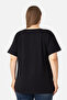 Women's Black Plus Size Crew Neck Cotton Lycra Stretchy Short Sleeve T-Shirt - 4