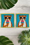 Pack of 2 Digital Printed Cocktail Napkins with Embroidery Detail Ds4 - 2