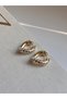 Modern Form Gold Color Women's Earrings with Stone Detail – Stylish and Elegant Design - 5