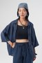 Women's Indigo Color Single Pocket Three Quarter Sleeve 100% Linen Shirt