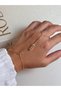 Stone Detailed Gold Color Şahmeran – Sparkling and Elegant Women's Hand Jewelry