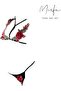 Women's Floral Lingerie Set Strappy Cut Out Crisscross Push Up Bra Panty Black Lace Mask 3 Pie - 6