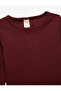 Cotton Long Sleeve Camisole Heart Embroidered Crew Neck T-Shirt - 3