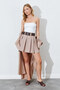 Mink Pleated High-Waisted A-Line Skirt with Belt Detail |   Mks294910-01 - 6