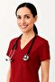 Red Lycra Unisex Bat Sleeve Nurse and Doctor Uniform Set Scrubs - 4
