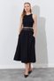 Midi Gabardine Skirt with Belt Detail, Pockets and Elastic Waist |   Ek100293081 - 2