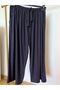 Cotton Viscose Thin Summer Pocket Combed Cotton Capri Pajama Trousers Navy Blue - 2