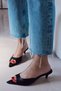 Capsule Women's Pointed Toe Tape Detailed Kitten Heeled Slippers Sandals - 2