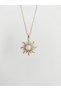 Vintage White Opal Stone Detailed Sun Necklace with Zircon Stone, Stainless Steel Necklace - 2