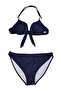 Light Navy Blue Brazilian Bow Detail Padded Support Push-Up Bikini Set