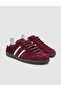 100% Genuine Leather Burgundy Lace-Up Women's Sneakers - 3