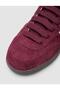 100% Genuine Leather Burgundy Lace-Up Women's Sneakers - 8