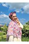 وشاح من الخيزران بنمط فلورا - أزرق - سلمون - 2