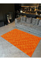 Mosso Retro Orange Checkered Pattern Woven Base Modern Decorative Carpet Mosso130 - 4