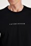 Men's Slim Fit Slim Fit 100% Cotton Soft Texture Printed Black Crew Neck T-Shirt - 3
