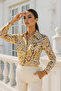 Women's Patterned Slim Fit Trend Shirt - Desing Shirt with Hidden Button Detail