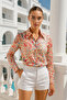 Women's Patterned Slim Fit Trend Shirt - Desing Shirt with Hidden Button Detail - 2