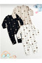Baby Boy Printed Cotton Cuffed 3-Piece Jumpsuit Colorful Patterned - 6