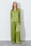 Oil Green Rubber Waist, Draped Satin Palazzo Pants |   Ek1006618511 - 3